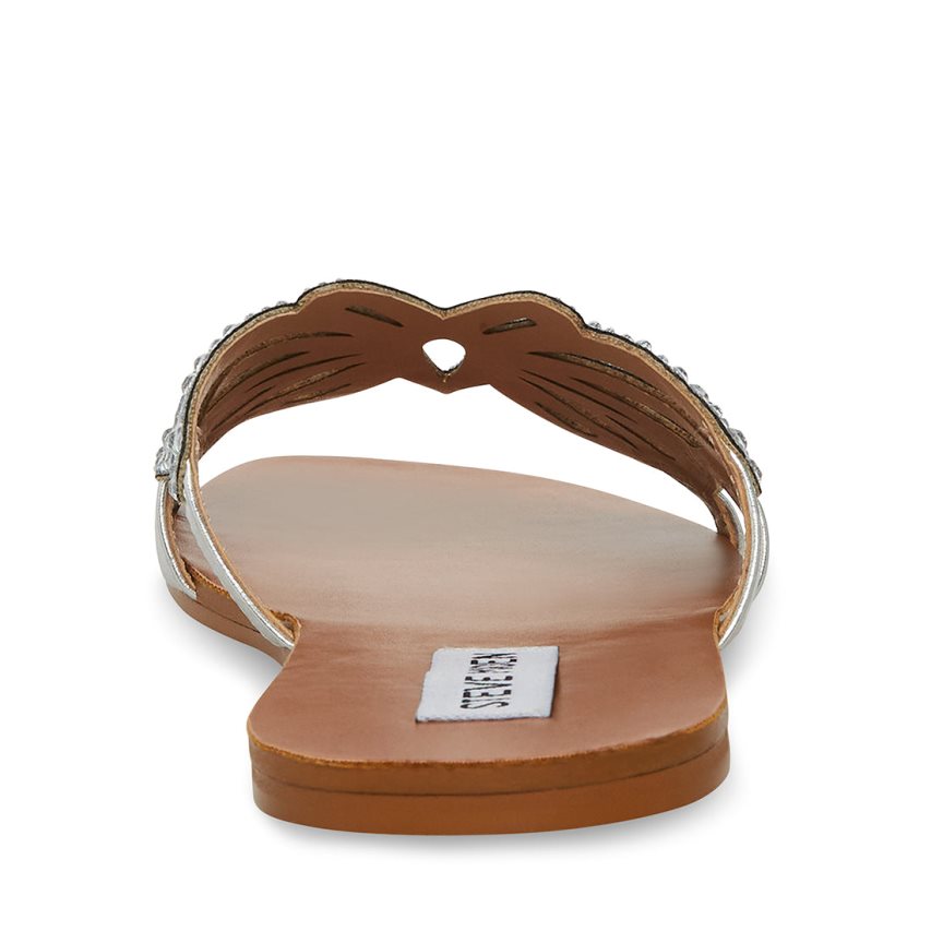 Sandalias de Diapositivas Steve Madden Savannah Mujer Plateadas | ES FR4023